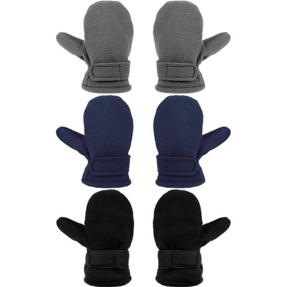 3 Pairs Baby Toddler Winter Mittens Warm Fleece Mittens Baby Snow Skiing Gloves